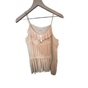 Broadway & Broome Tank Top Small Brown Silk Pleated Spaghetti Strap Camisole Lar